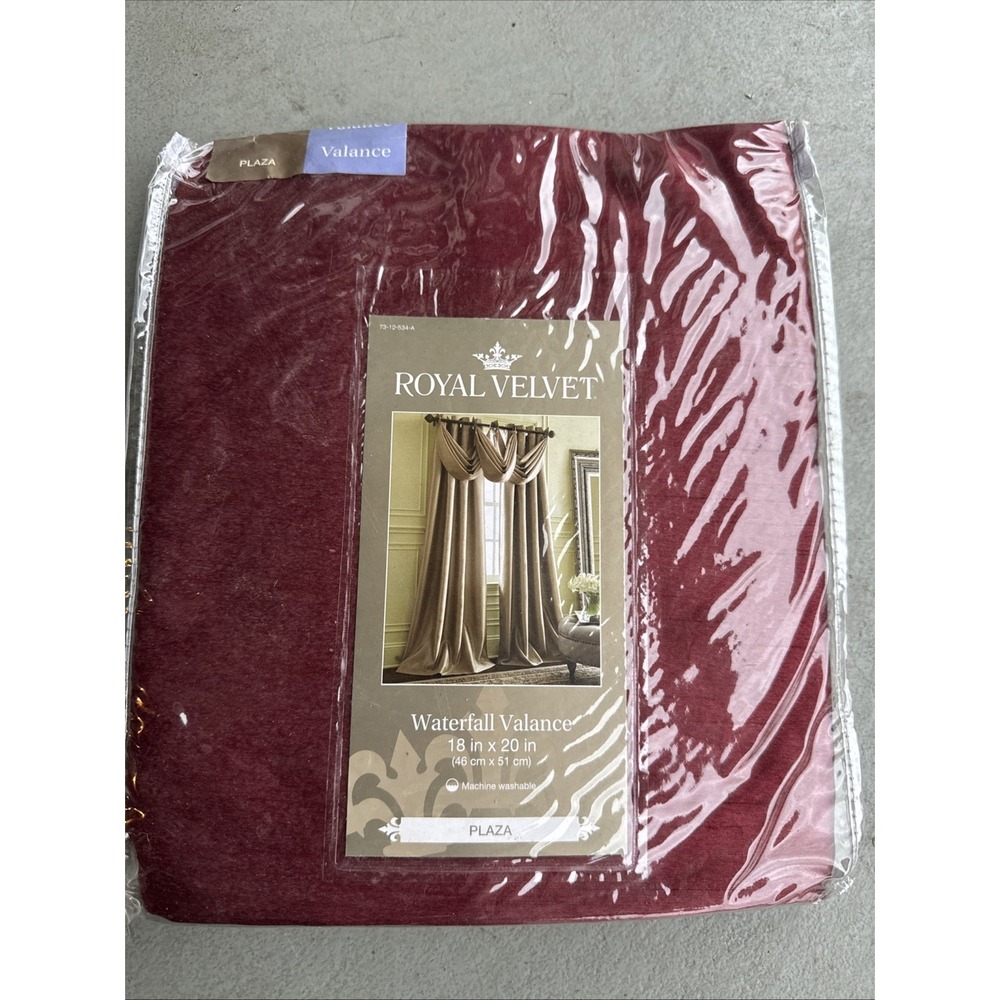 Royal Velvet Plaza Waterfall Grommet Valance Traditional Red 18 x 20" NEW